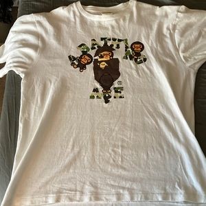 Bape clothing, Bathing ape white tee with Graphic. Bape,